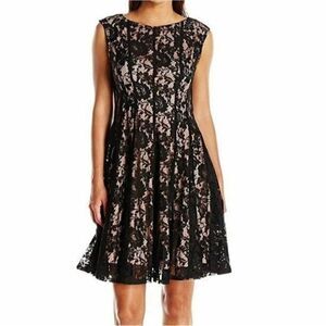 Julian Taylor New York Black Lace Fit and Flare Dress Size 14